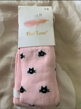 Pier 1 Light Pink Kids Socks with Black Cat Faces